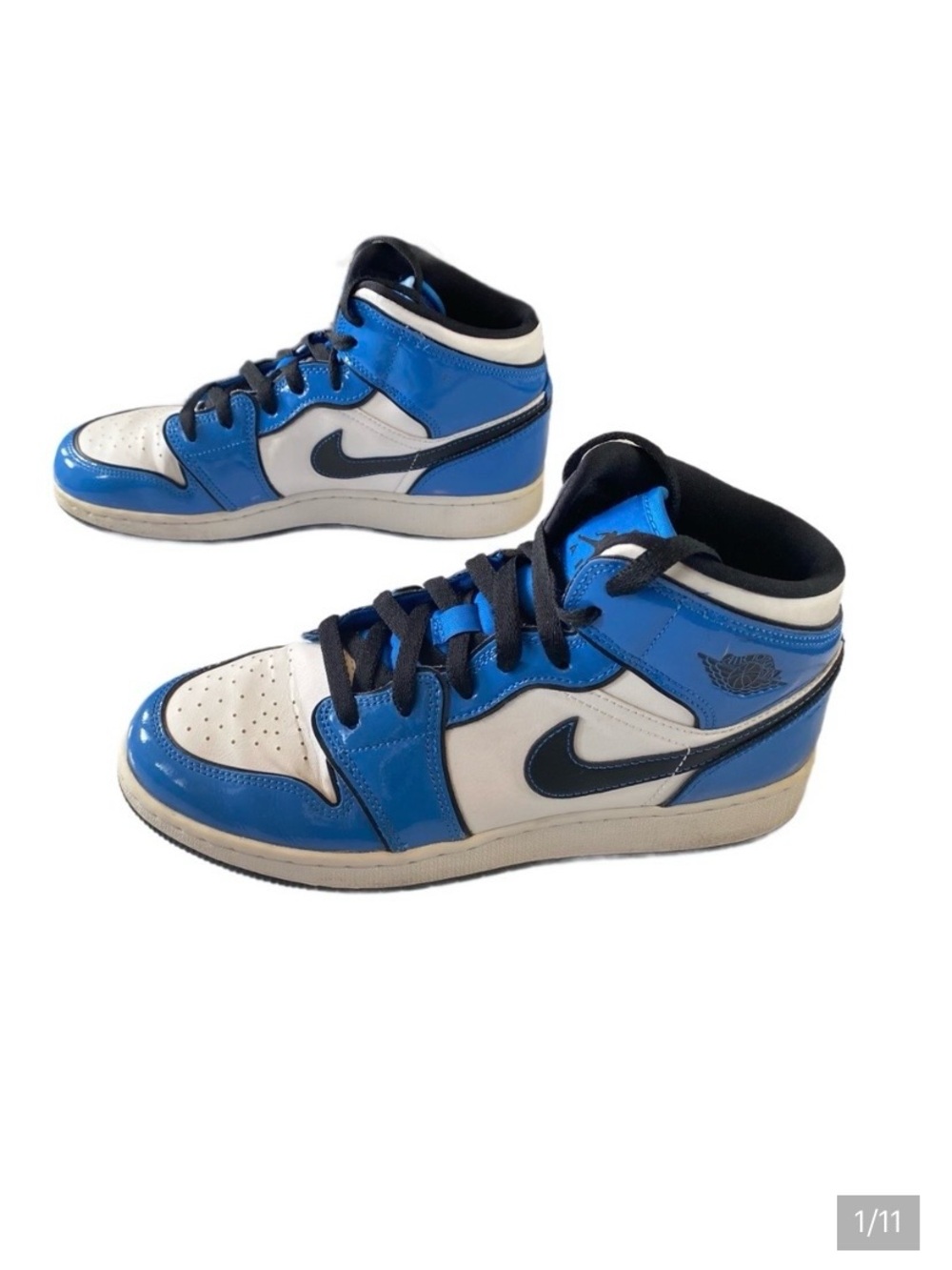 Nike Air Jordan 1 Mid Rise Signal Blue/White Size 7 Y